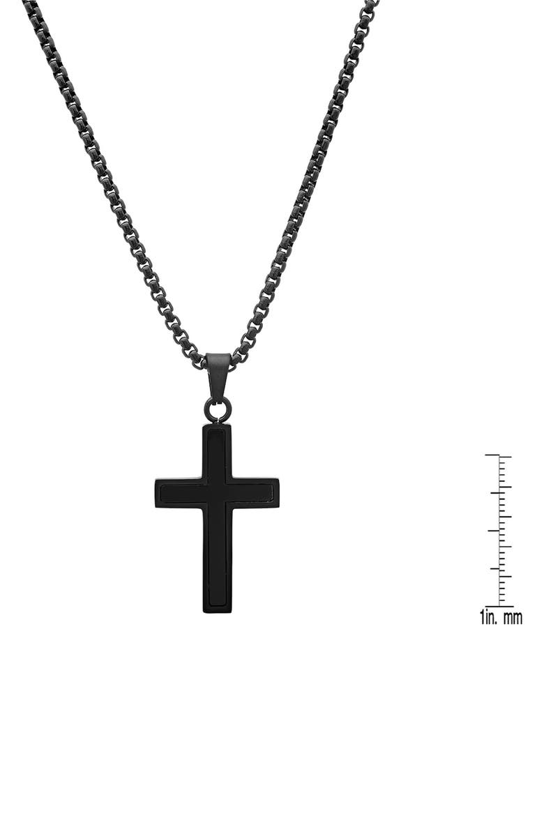 HMY JEWELRY Men's Black Stainless Steel Cross Pendant Necklace, Alternate, color, Black