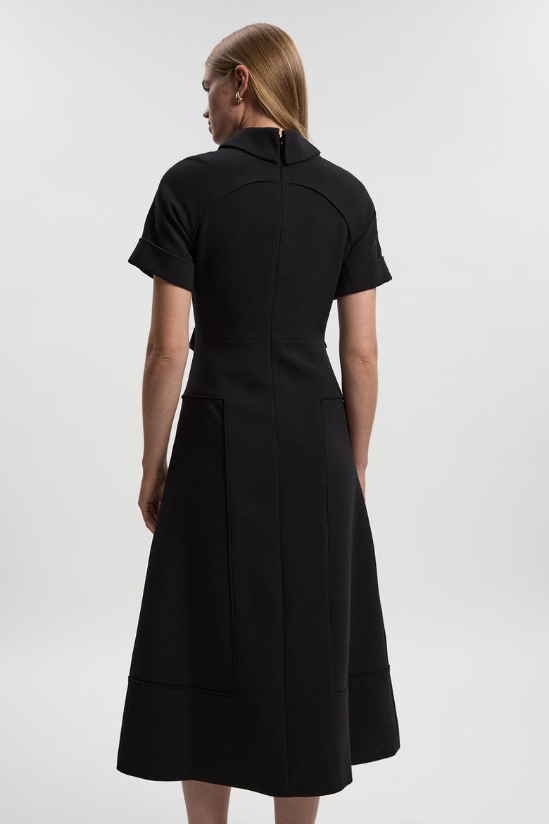Stretch Tab Detail Full Midi Dress, Alternate, color, Black