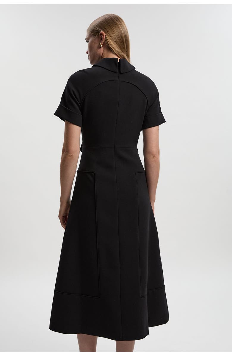 Karen Millen Stretch Tab Detail Full Midi Dress, Alternate, color, Black