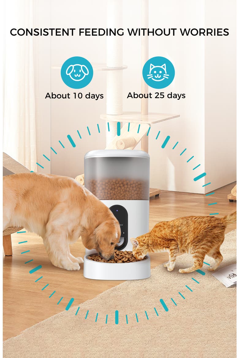 Smart WiFi Pet Feeder Automatic Food Dispenser, Alternate, color, White