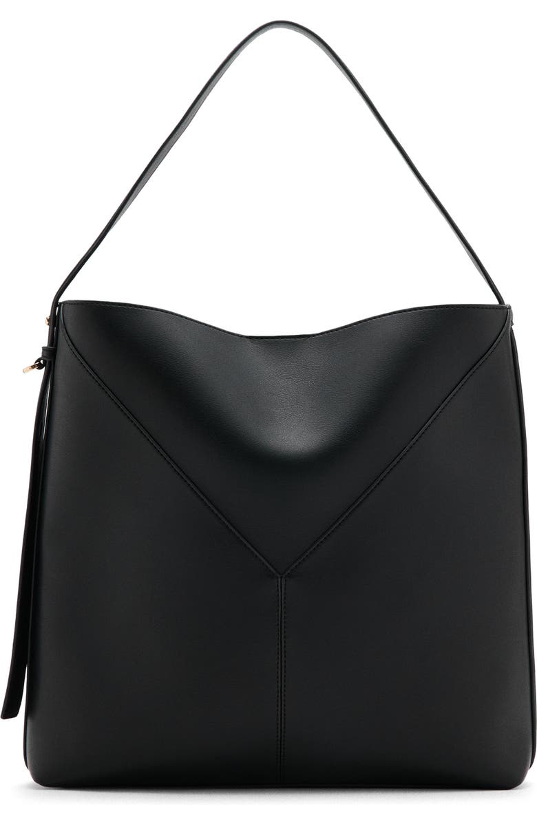 MANGO Large Faux Leather Bucket Bag, Main, color,
