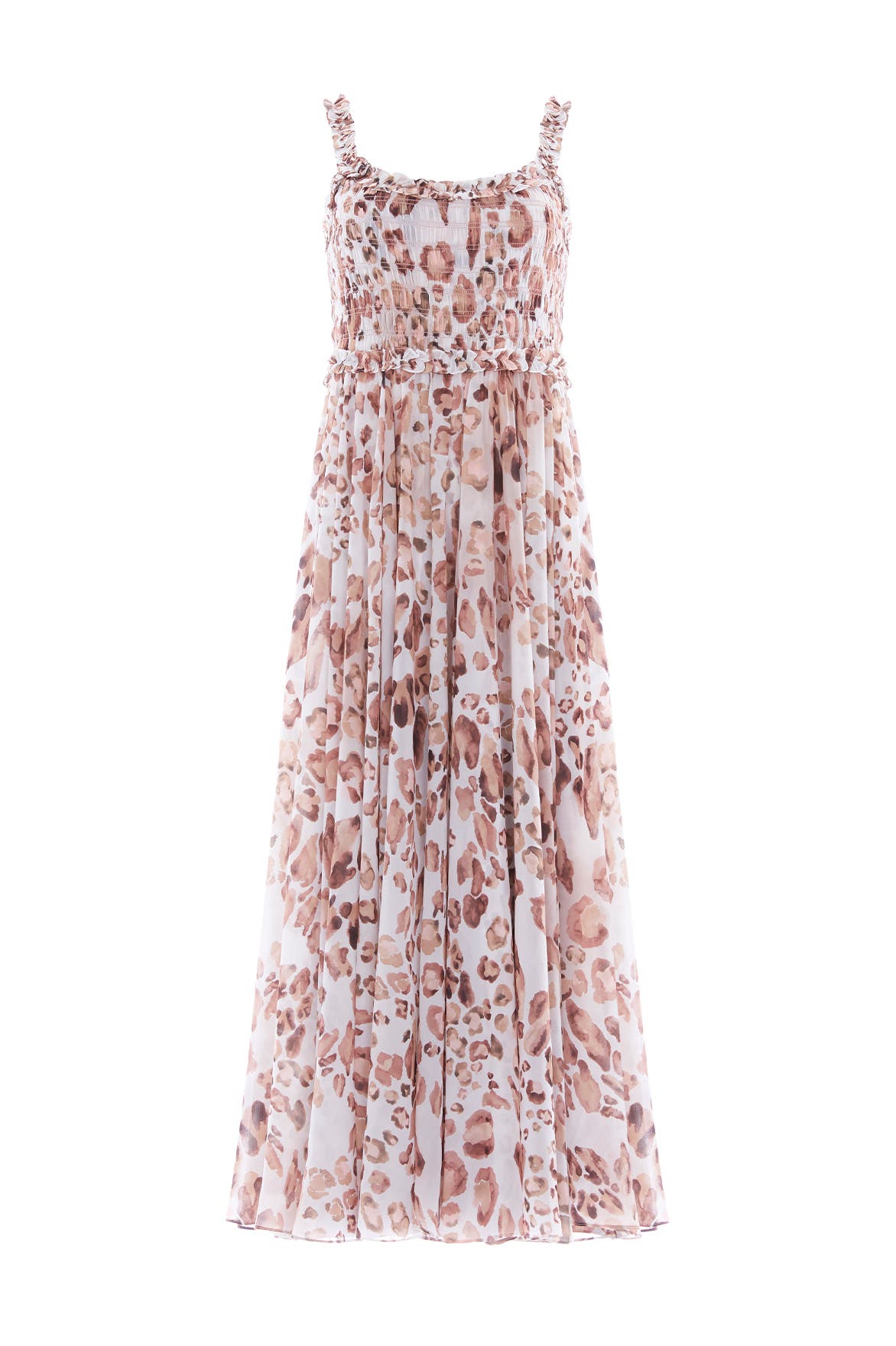 Leopard Chiffon Smocked Cami Ankle Gown - image 2