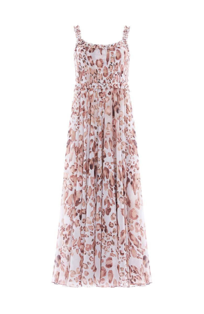 Needle & Thread Leopard Chiffon Smocked Cami Ankle Gown, Alternate, color, Moonshine