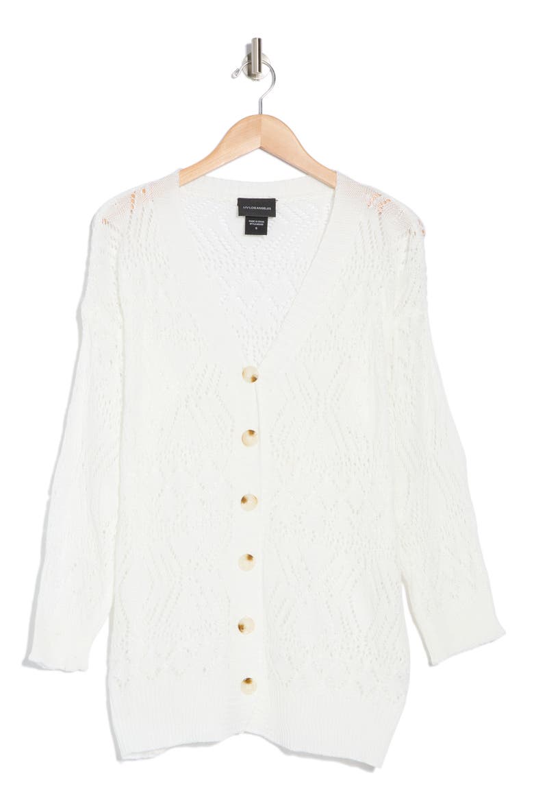 Open Stitch Cardigan, Alternate, color, WHITE