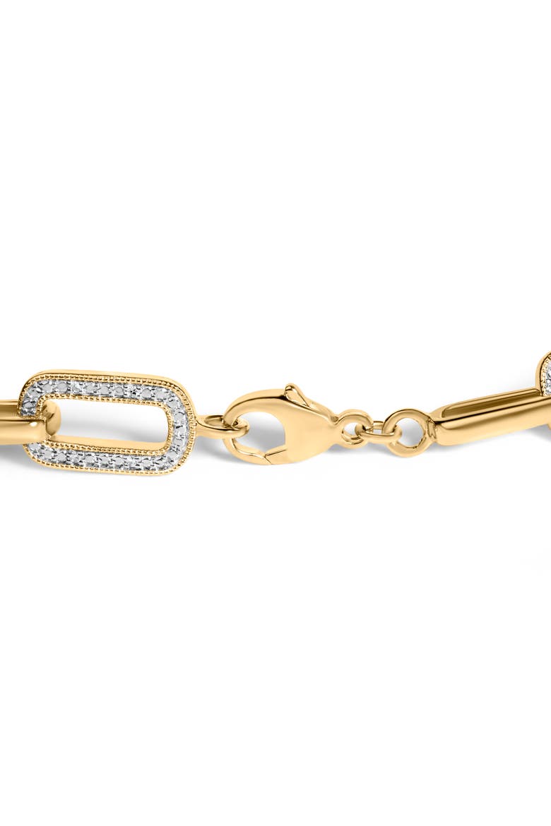Gold Vermeil 1/10 Cttw Diamond Bold Paperclip Link Bracelet, Alternate, color, Silver