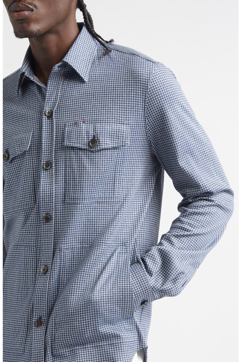 The Check Cotton & Silk Overshirt, Alternate, color, MEDIUM BLUE