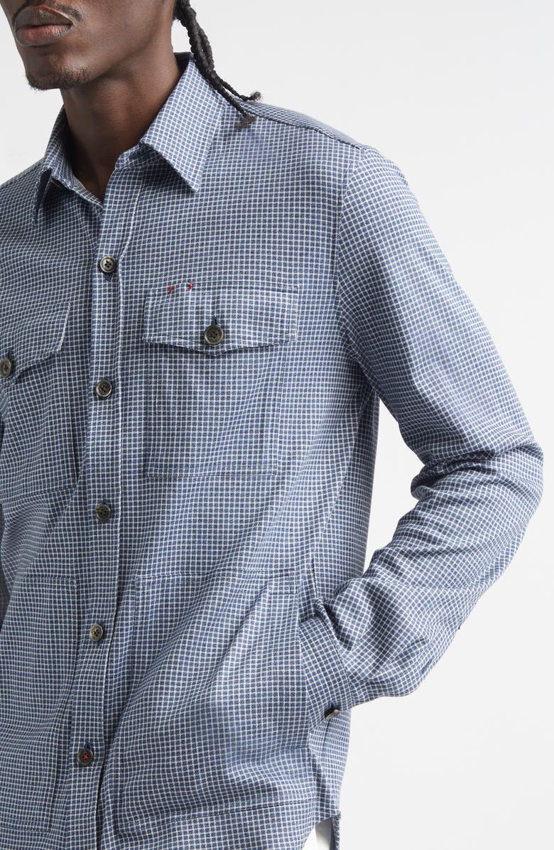 ISAIA The Check Cotton & Silk Overshirt, Alternate, color, Medium Blue
