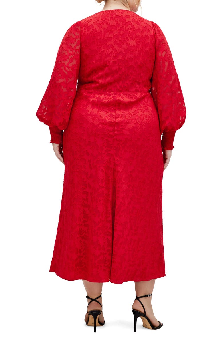 City Chic Marci Textured Print Long Sleeve Maxi Dress, Alternate, color, Red