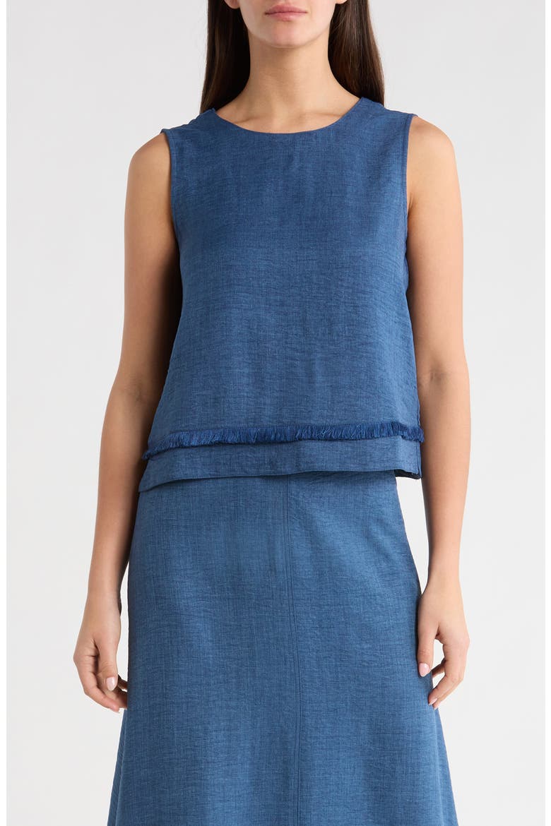 Tiered Fringe Trim Top, Main, color, DEEP BLUE