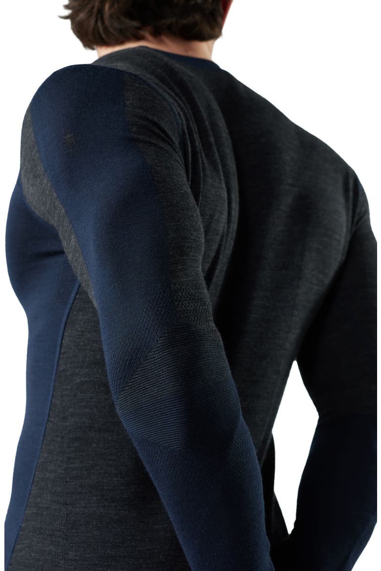 Intraknit™ Thermal Merino Base Layer Colorblock Crewneck Long Sleeve Shirt, Alternate, color, DEEP NAVY-CHARCOAL