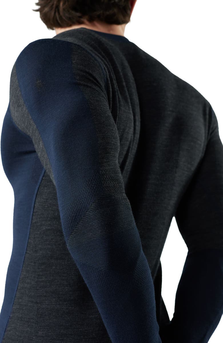 Smartwool Intraknit<sup>™</sup> Thermal Merino Base Layer Colorblock Crewneck Long Sleeve Shirt, Alternate, color, Deep Navy-Charcoal