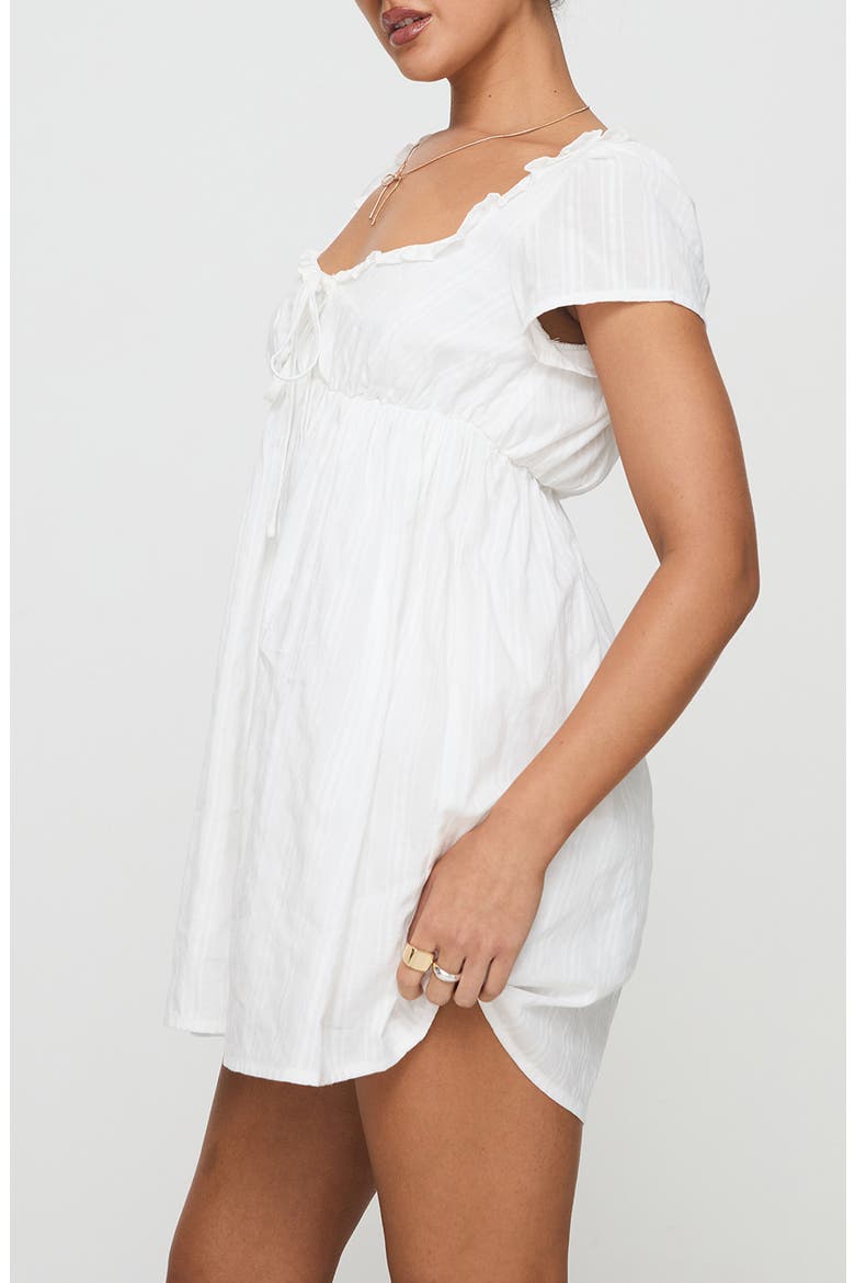 Monsterrat Tonal Stripe Recycled Cotton Babydoll Minidress, Alternate, color, WHITE