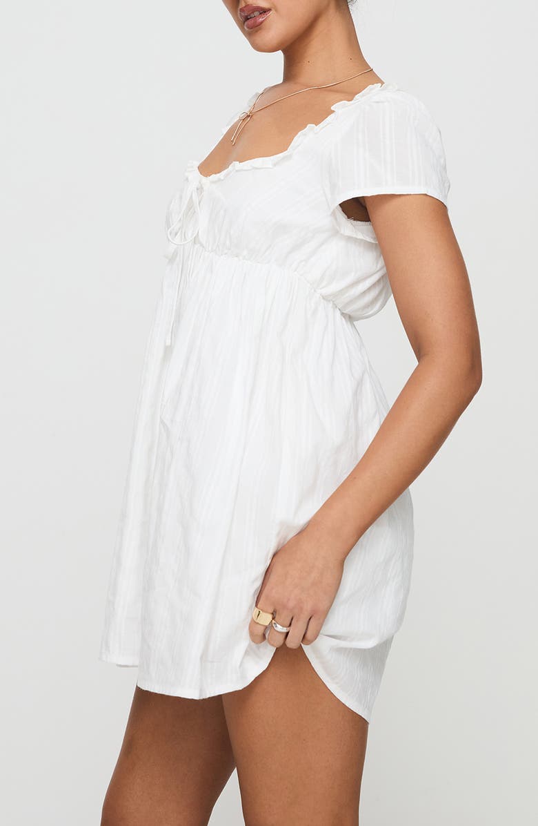 Princess Polly Monsterrat Tonal Stripe Recycled Cotton Babydoll Minidress, Alternate, color, White