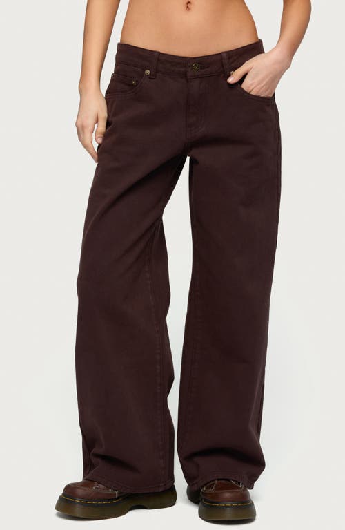 EDIKTED Roman Low Rise Baggy Jeans in Brown at Nordstrom, Size Small