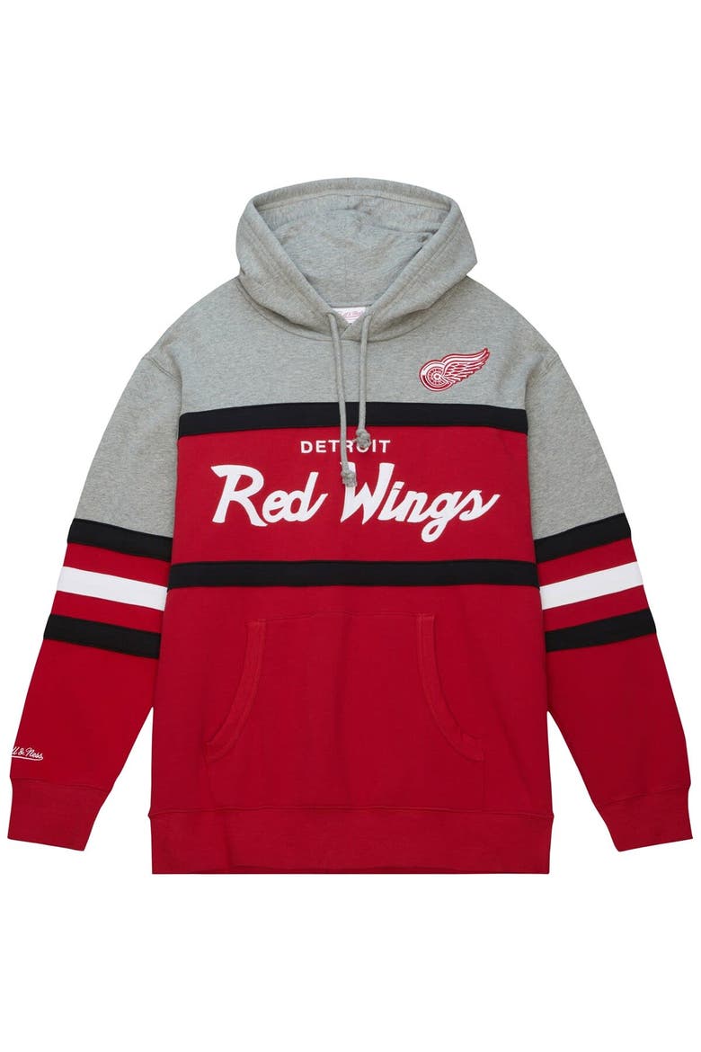 Men's Mitchell & Ness Red/Gray Detroit Red Wings Head Coach Pullover Hoodie, Alternate, color, Red