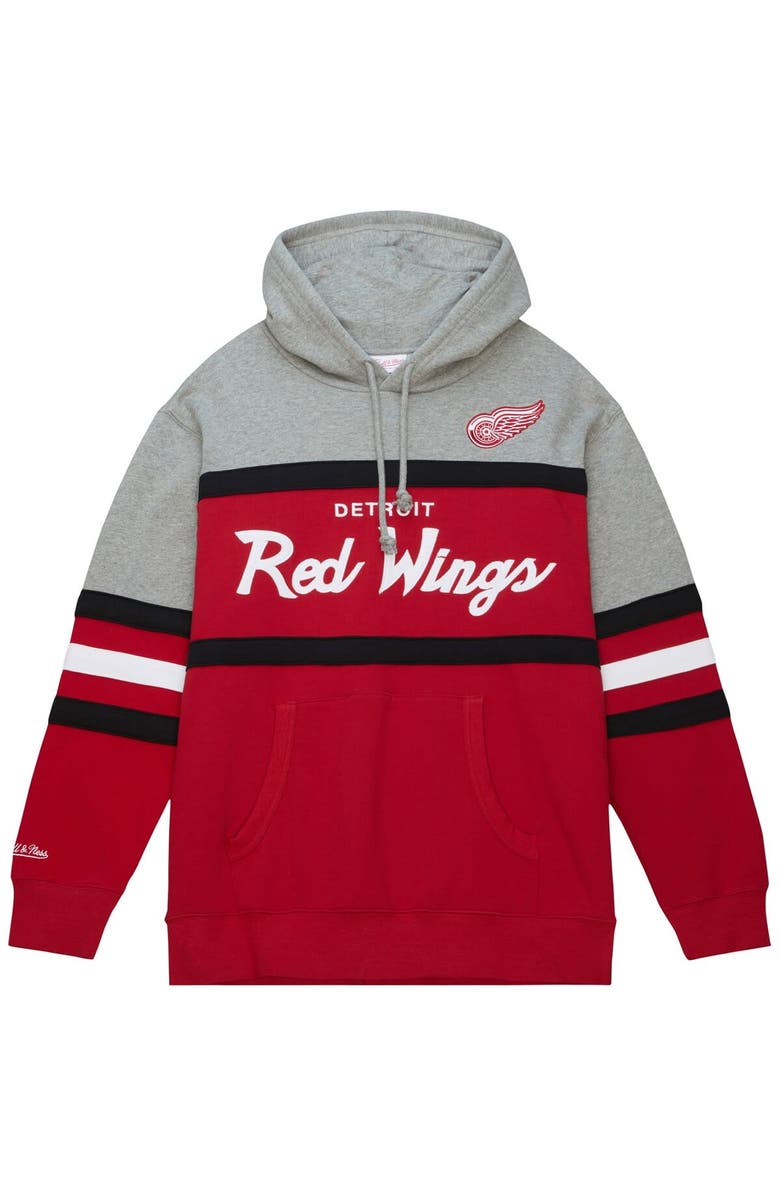 Mitchell & Ness Men's Mitchell & Ness Red/Gray Detroit Red Wings Head Coach Pullover Hoodie, Alternate, color, Red