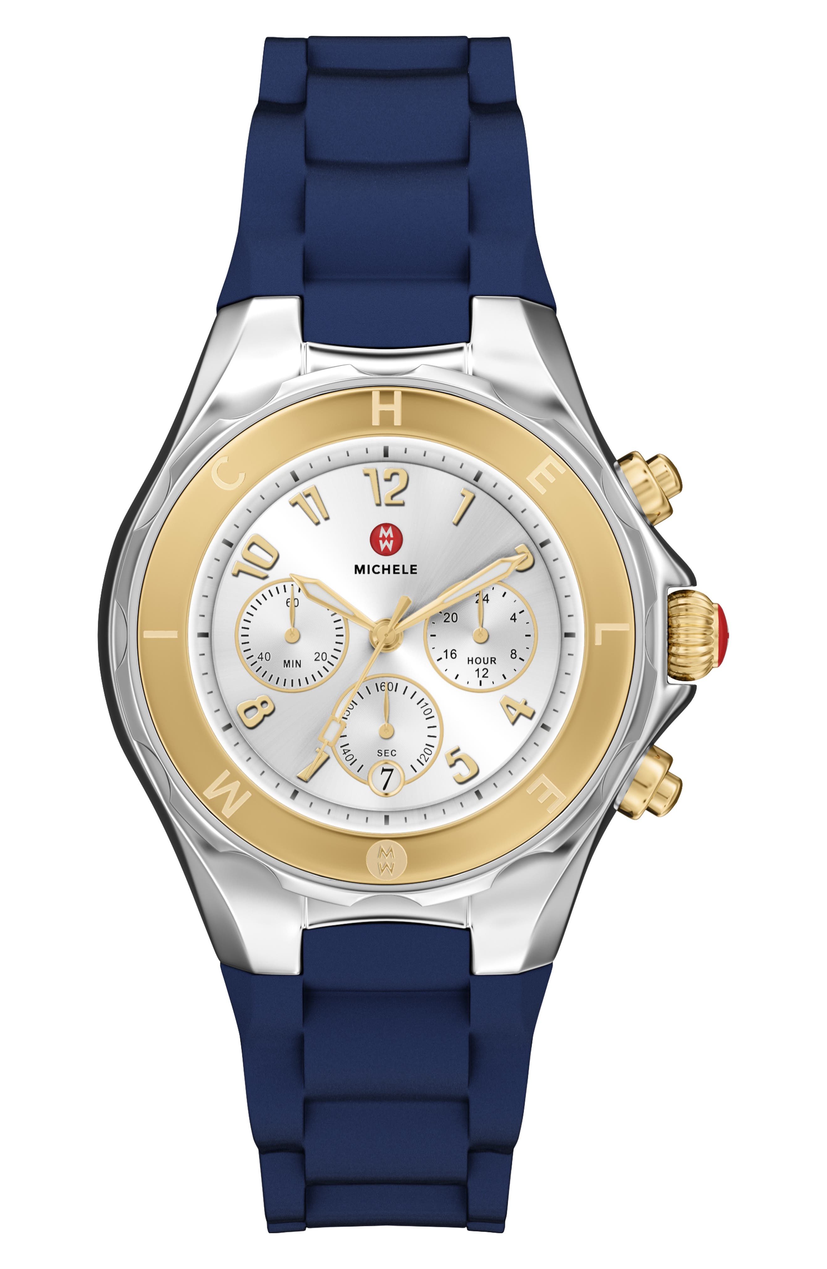 MICHELE Jellybean Two-Tone Silicone Strap Watch, 38mm