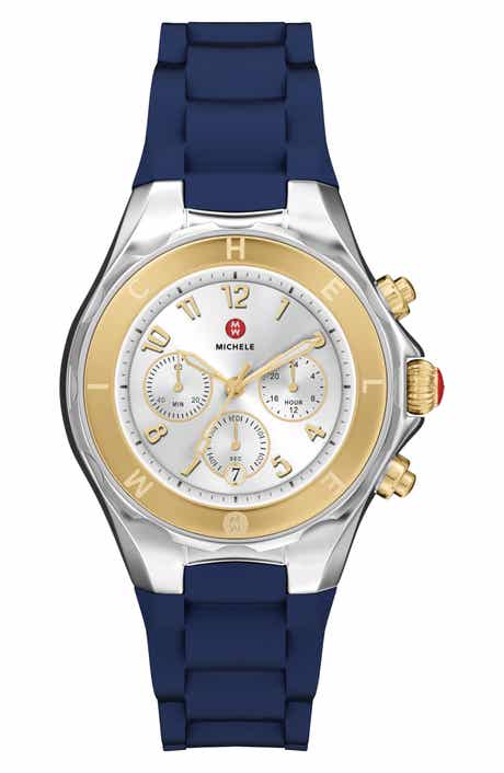 MICHELE Jellybean Two-Tone Silicone Strap Watch, 38mm