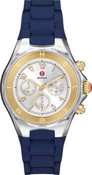 MICHELE Jellybean Two-Tone Silicone Strap Watch, 38mm