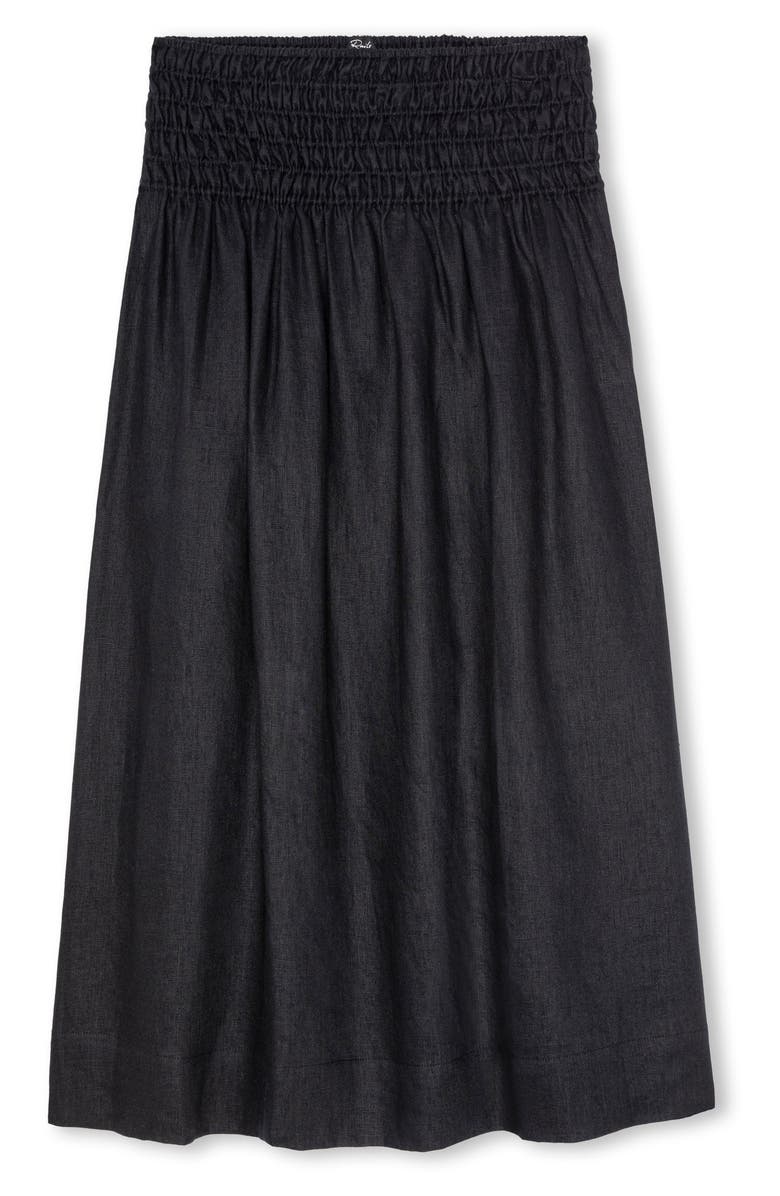 Rails Alessa Smock Waist Linen Skirt, Alternate, color, Black Linen