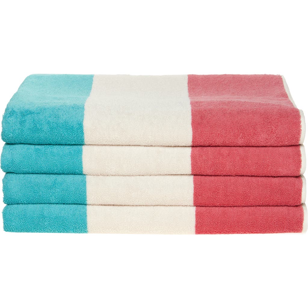 Nordstrom Rack Wide Stripe 4-piece Beach Towel Set In Pink Dune