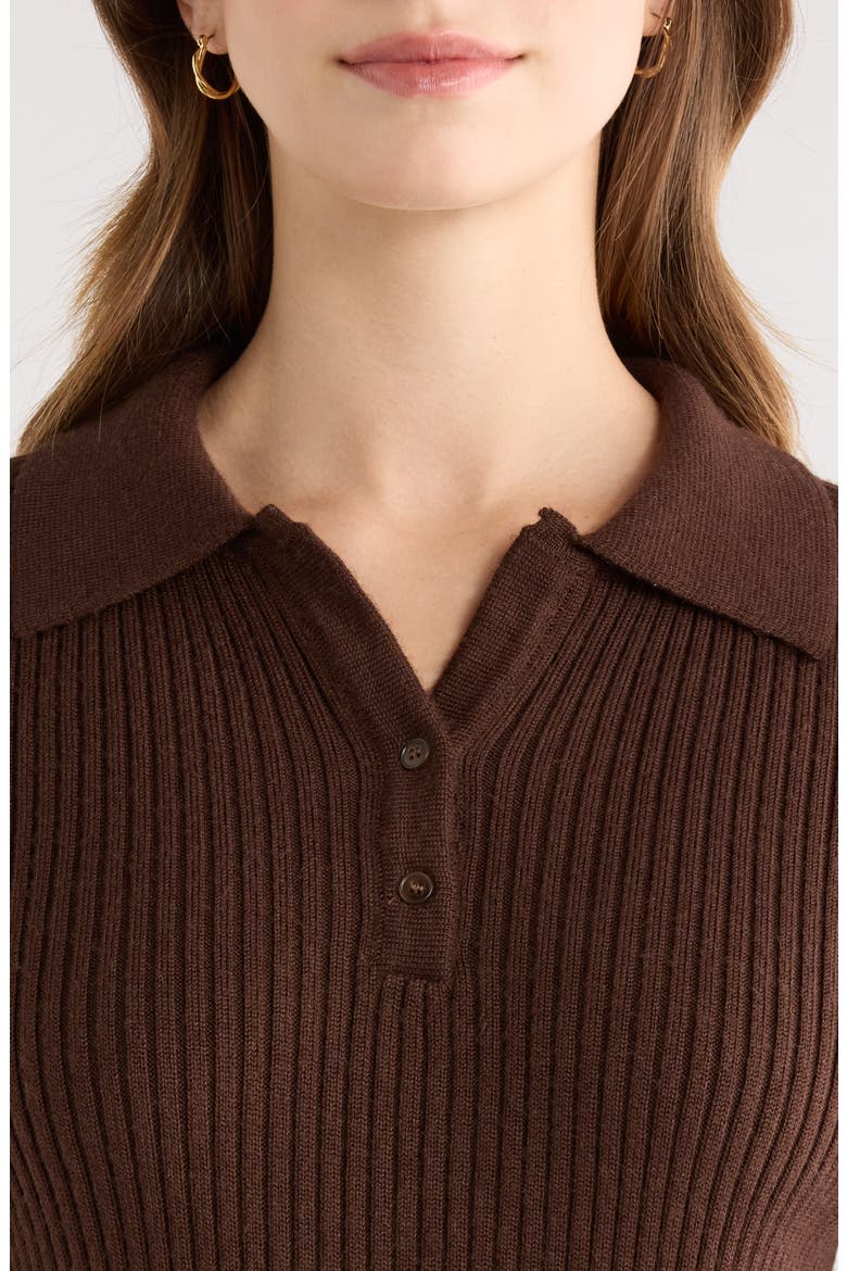 Baylie Mixed Media Long Sleeve Sweater Dress, Alternate, color, BROWN