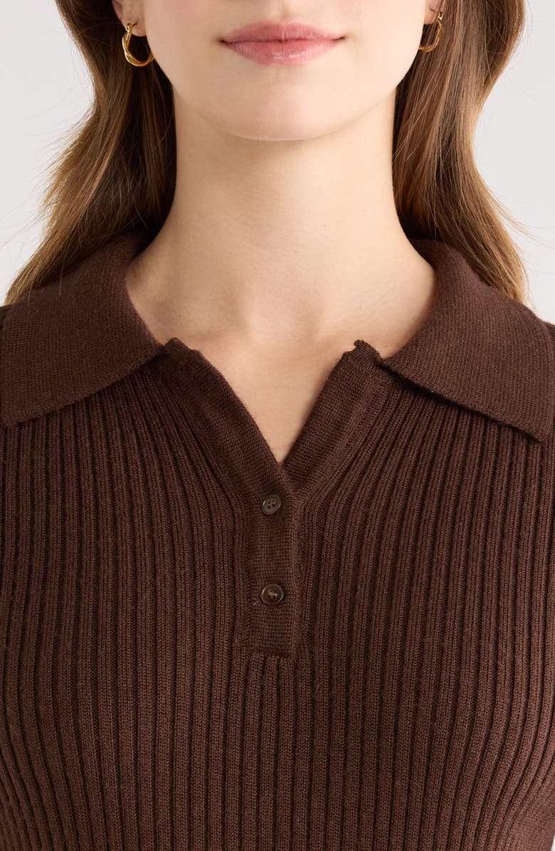 ASTR the Label Baylie Mixed Media Long Sleeve Sweater Dress, Alternate, color, Brown