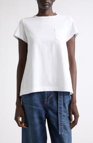 Sacai Mixed Media Pleated Poplin & Jersey Pocket T-Shirt