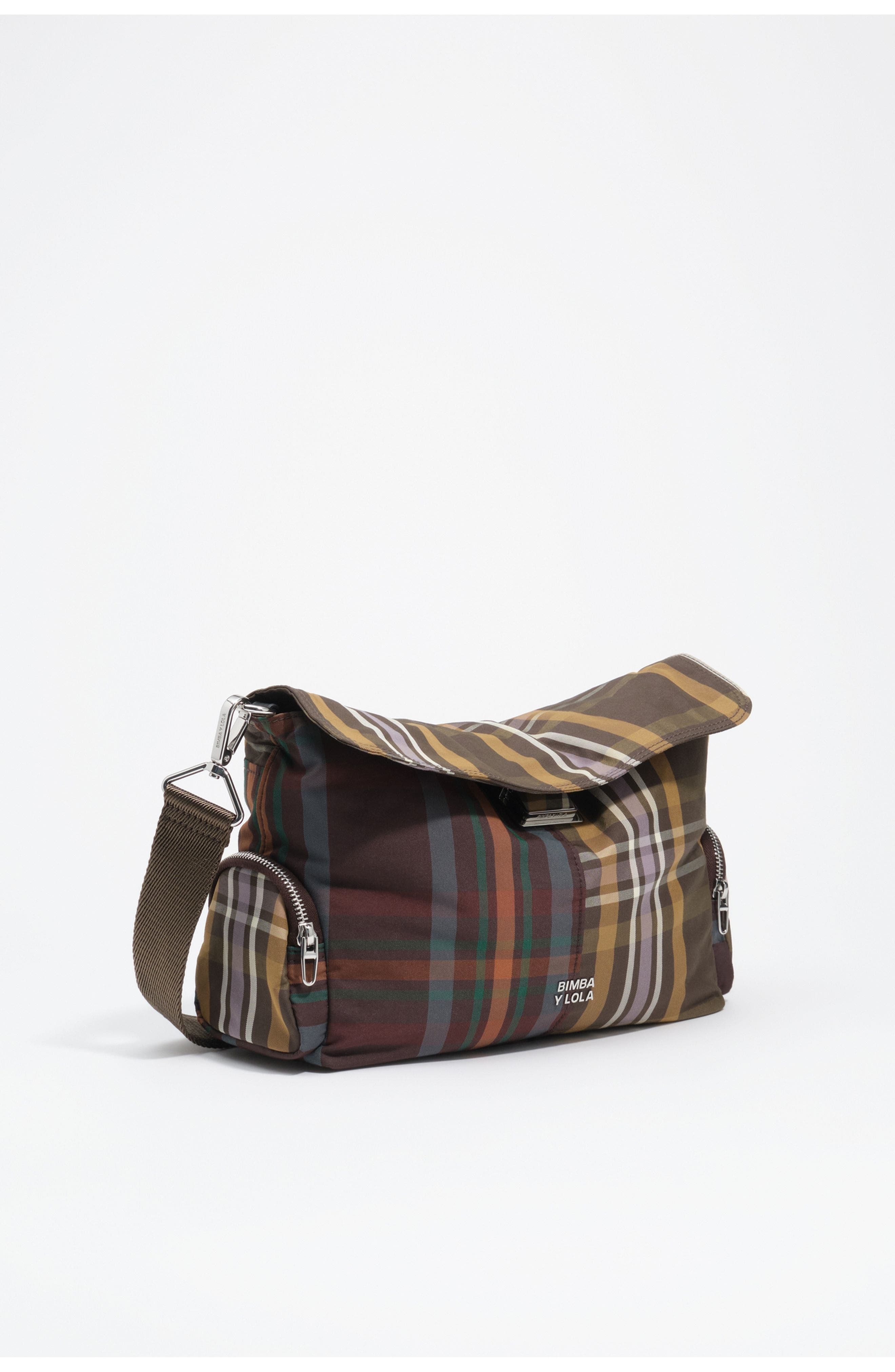 Large Tartan Pocket Flap Bag, Main, color, TARTAN CHOCOLATE GREEN