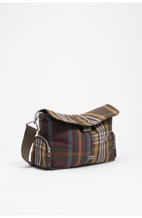 Large Tartan Pocket Flap Bag
