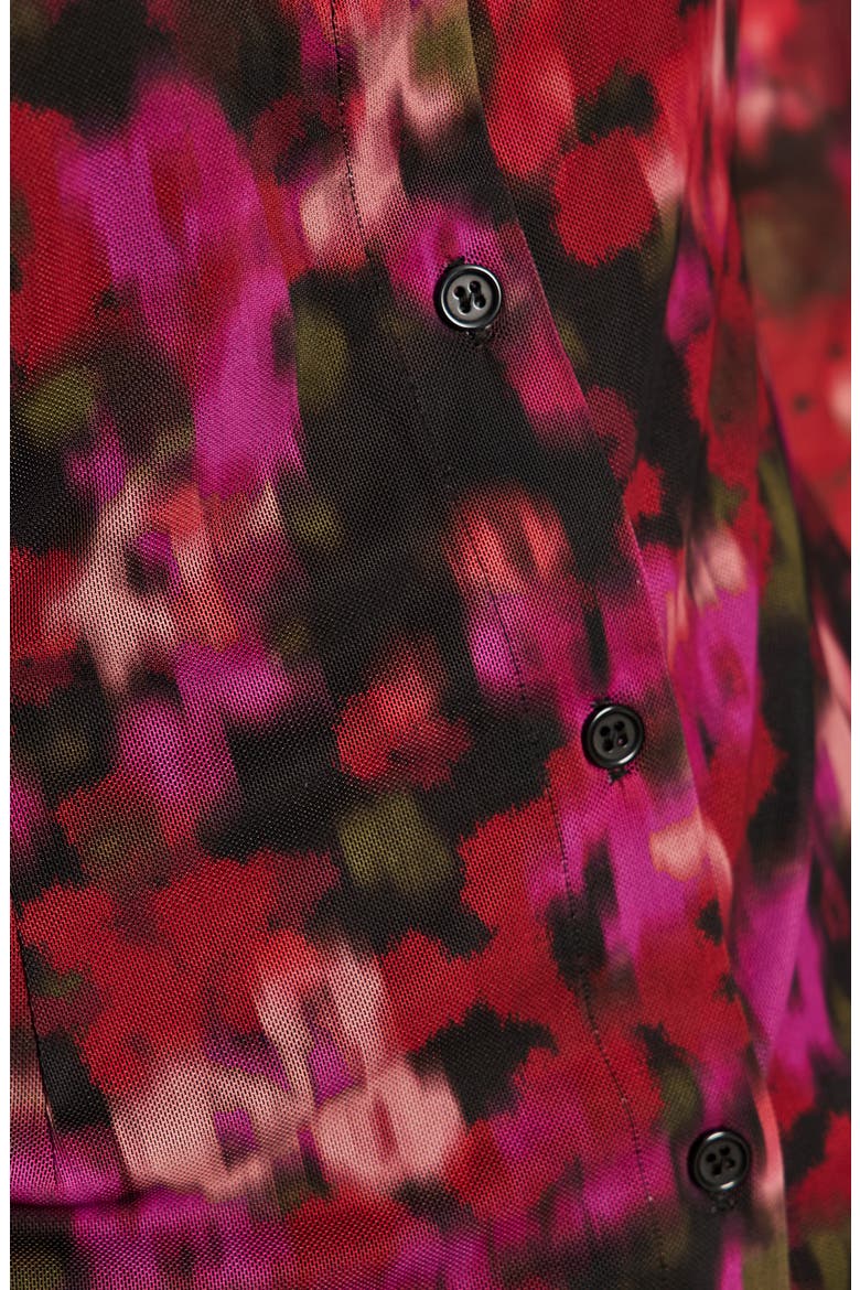 Mesh Button-Down Shirt, Alternate, color, BERRY GLOW RED