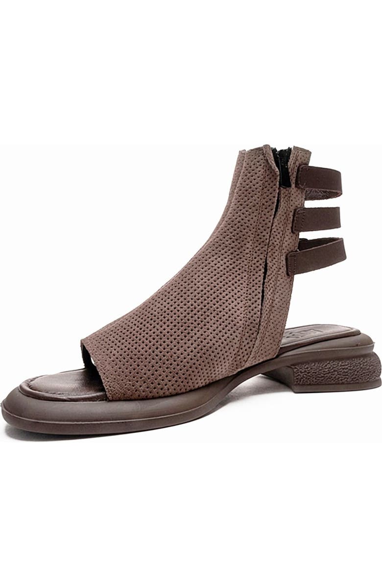 Forever & Always Shoes Carina Leather Side Zip Sandal, Alternate, color, Mink Suede