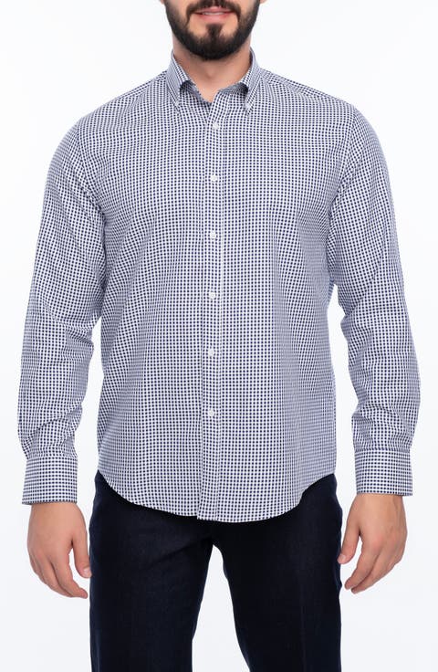 Check Cotton Slim Fit Button Down Shirt