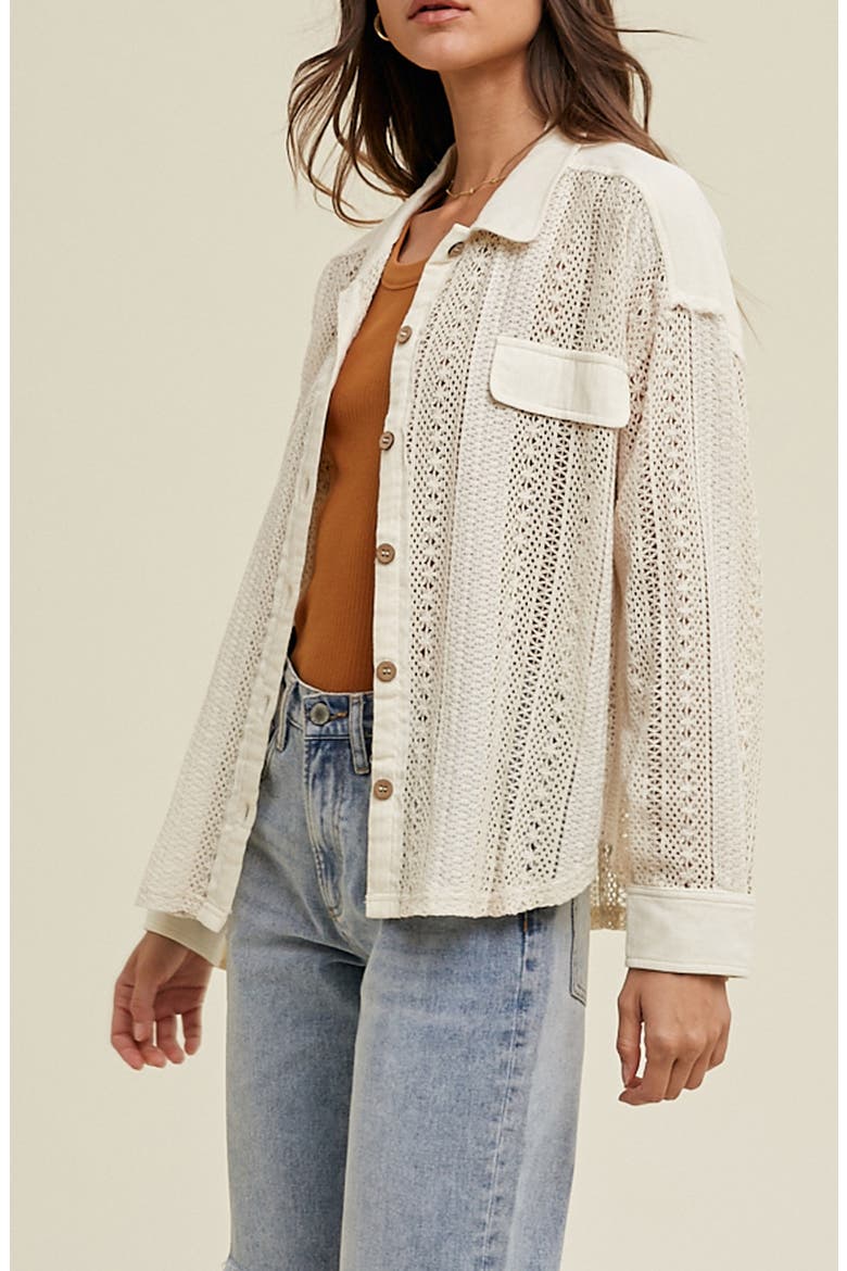 Open Stitch Button-Up Shirt, Alternate, color, NATURAL