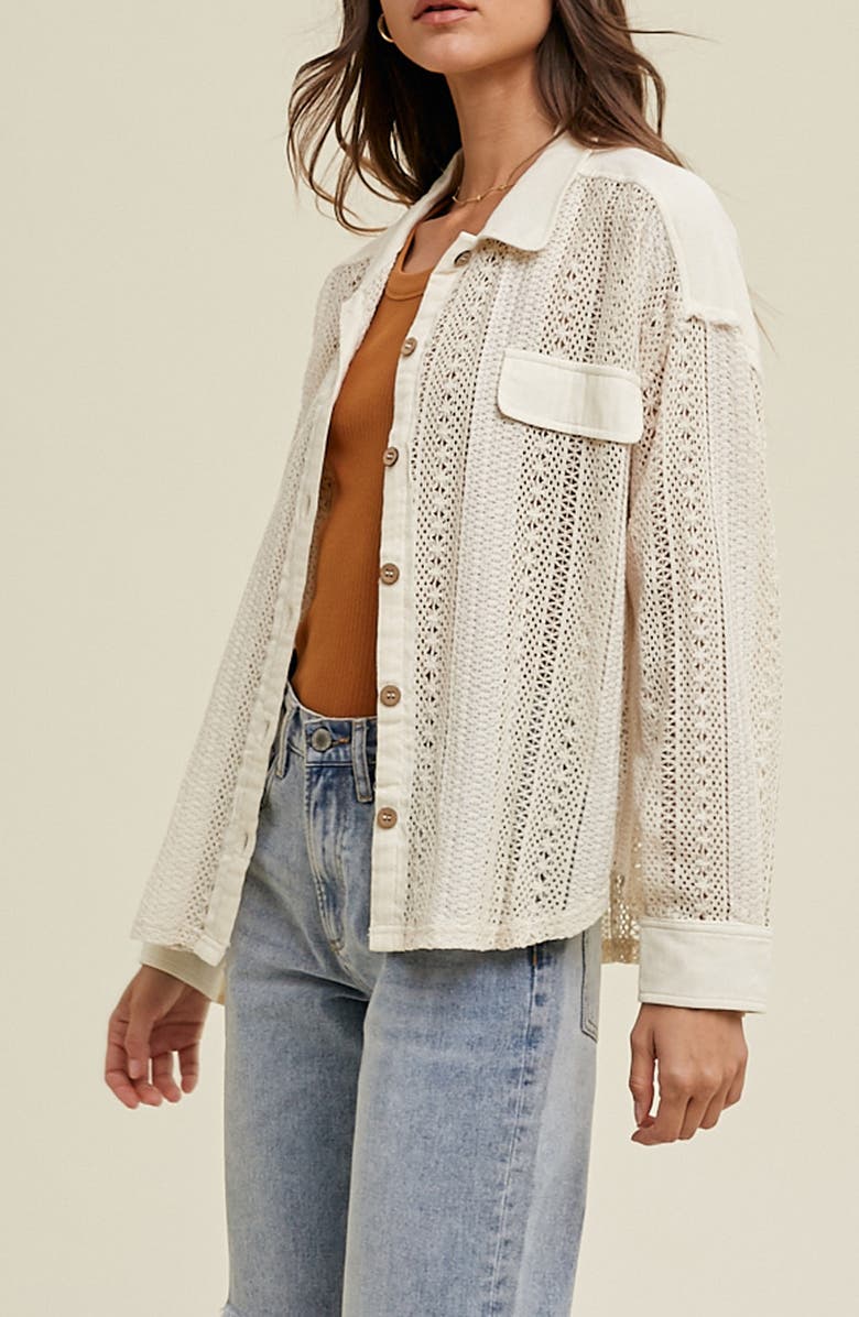 WISHLIST Open Stitch Button-Up Shirt, Alternate, color, Natural