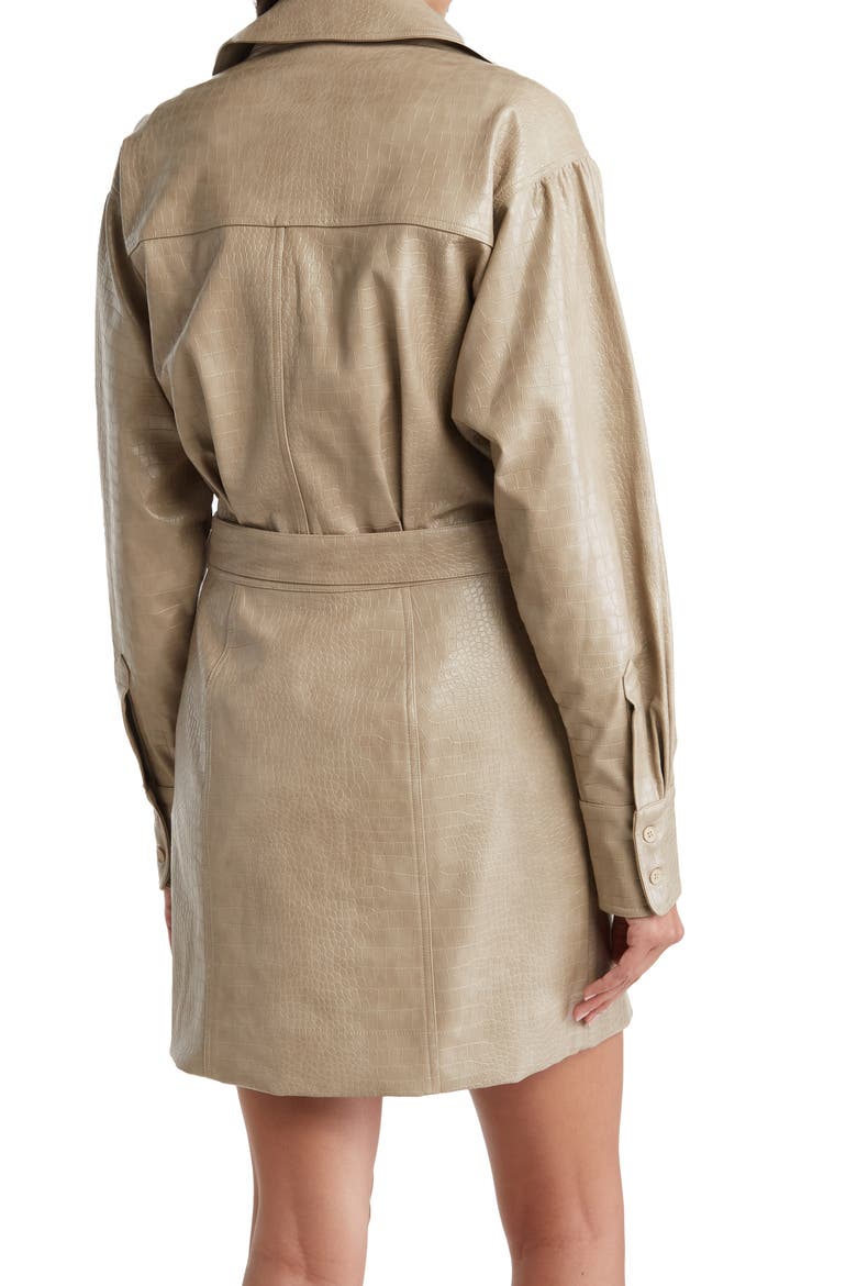 Ashton Snakeskin Embossed Faux Leather Dress, Alternate, color, FOG