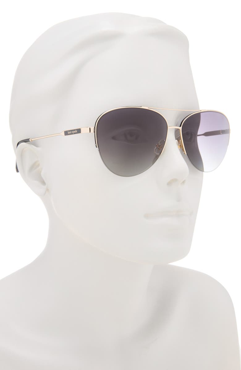 Kate Spade New York Janece 58mm Aviator Sunglasses, Alternate, color, Gold Black