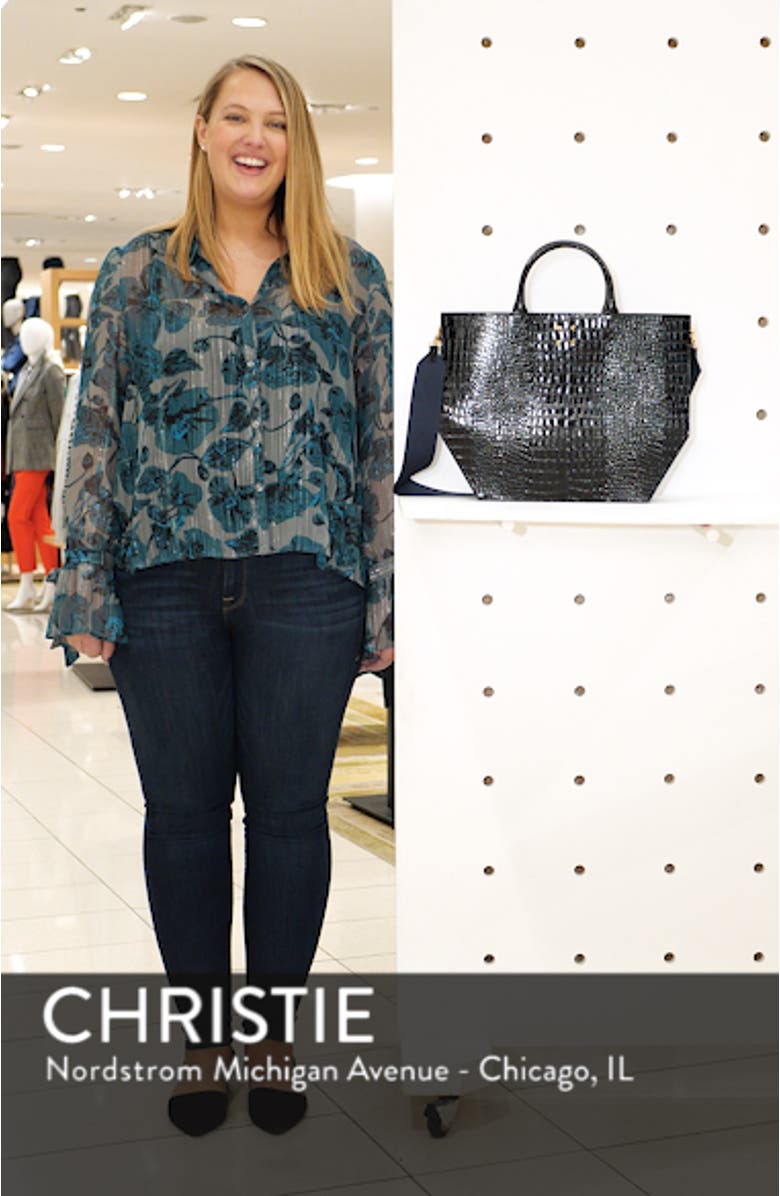 Collapsing Croc Embossed Calfskin Leather Tote, sales video thumbnail