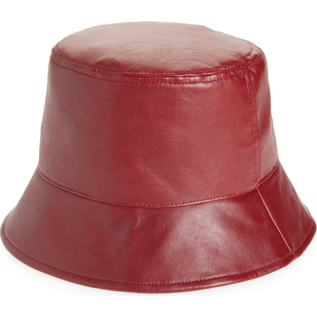 Nordstrom Rack Faux Leather Bucket Hat In Burgundy