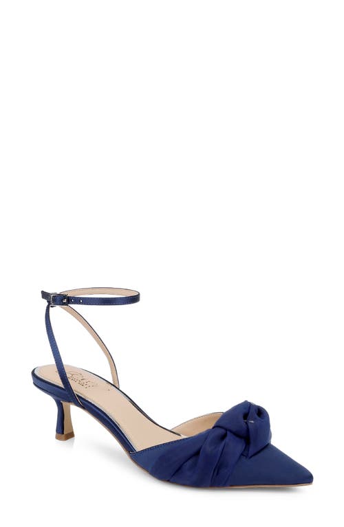 Jewel Badgley Mischka Favor Ankle Strap Pointed Toe Kitten Heel Pump