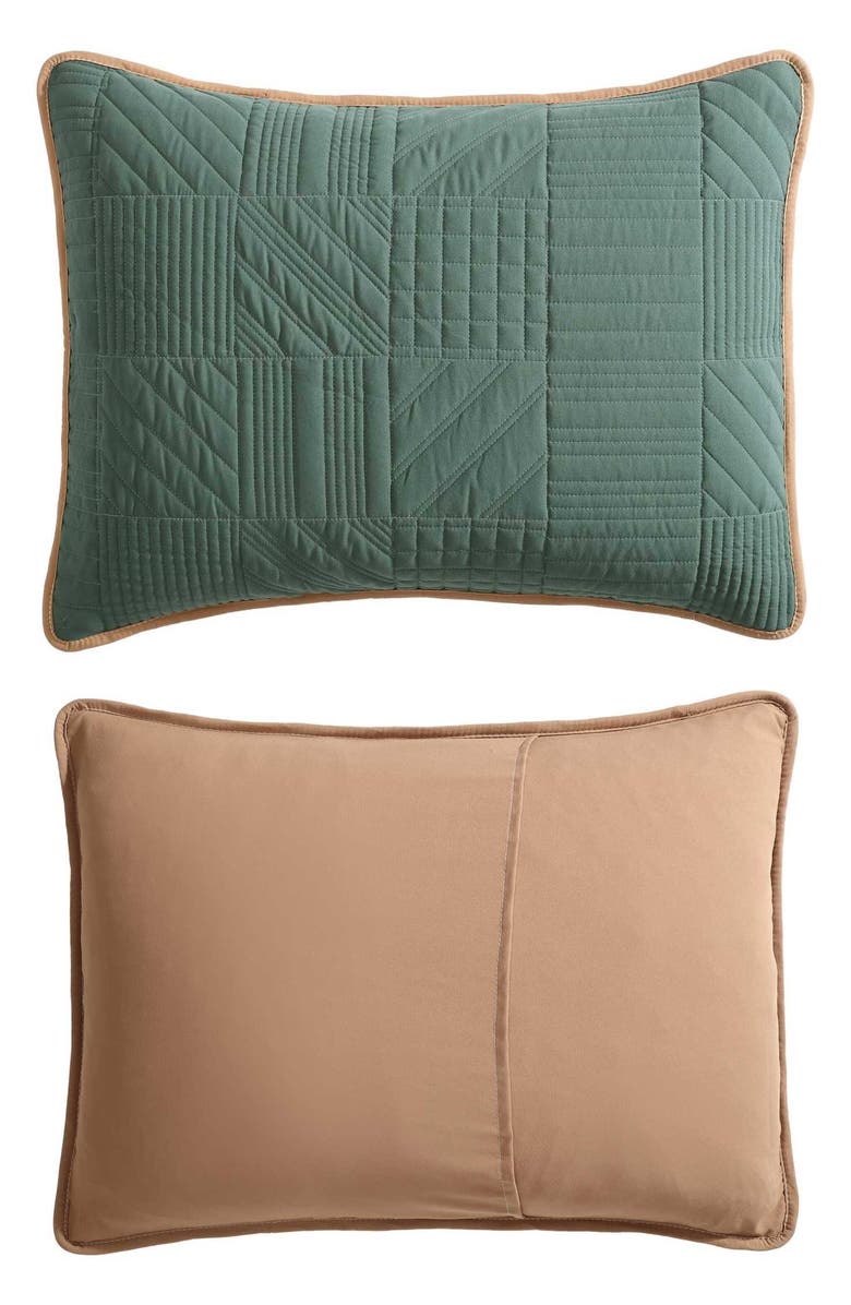 Eddie Bauer Solid Washed Microfiber Quilt Set, Alternate, color, Evergreen/ Brown