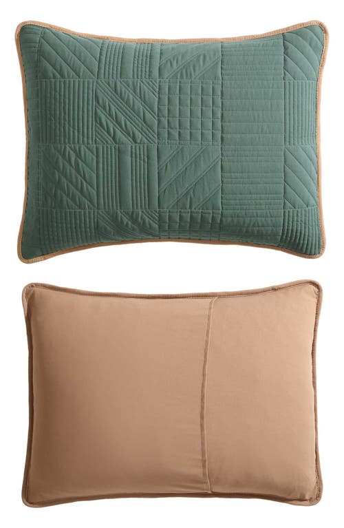 Eddie Bauer Solid Washed Microfiber Quilt Set In Evergreen/brown