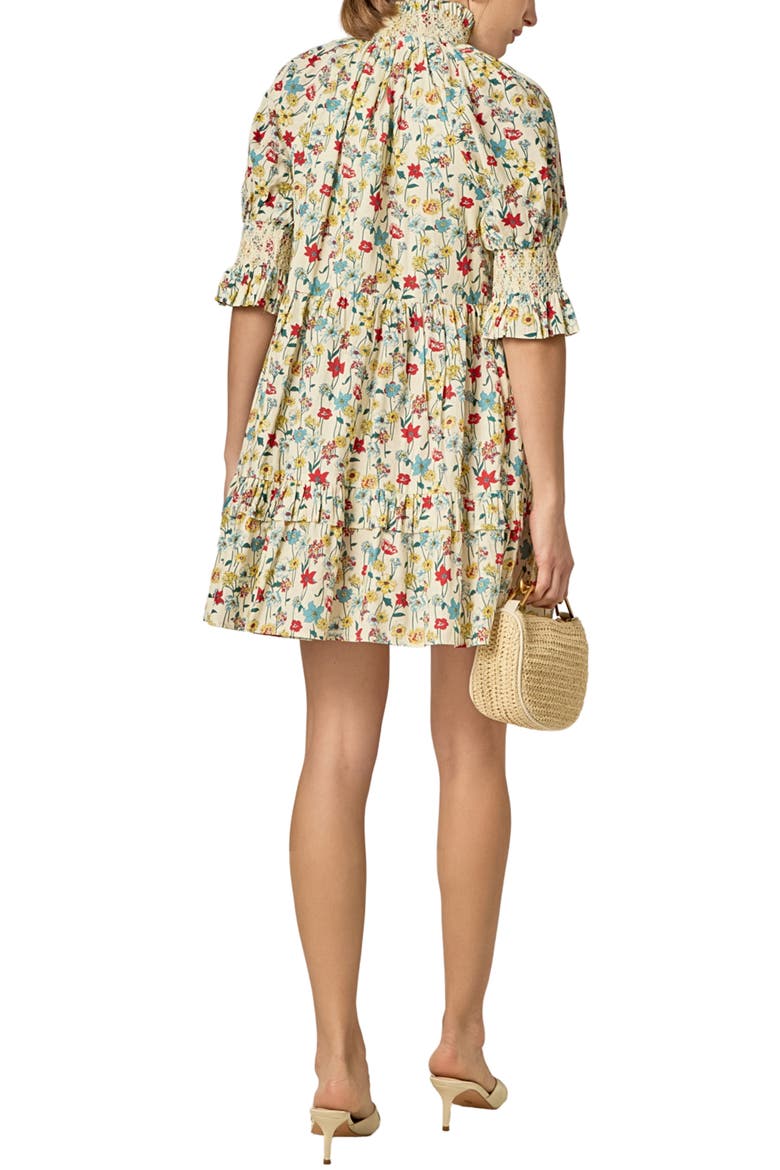 Print Smocked Puff Sleeve Minidress, Alternate, color, MULTI