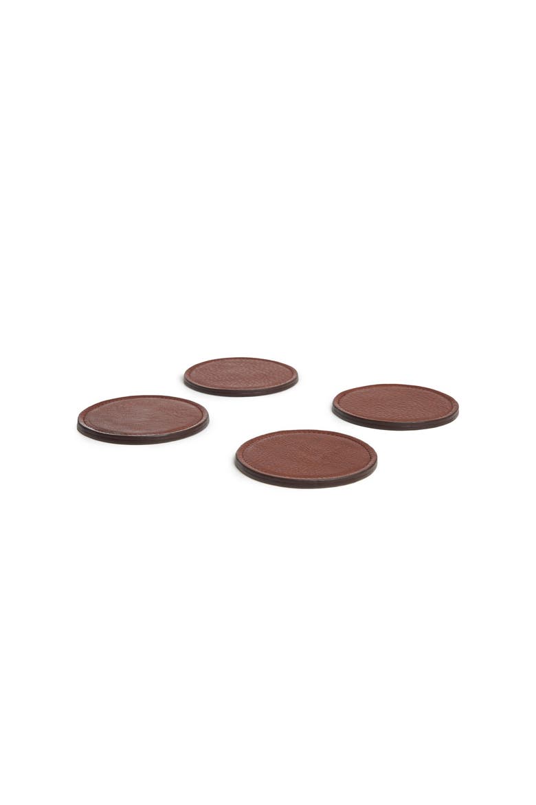 Blake Leather Coaster Set, Alternate, color, Chocolate