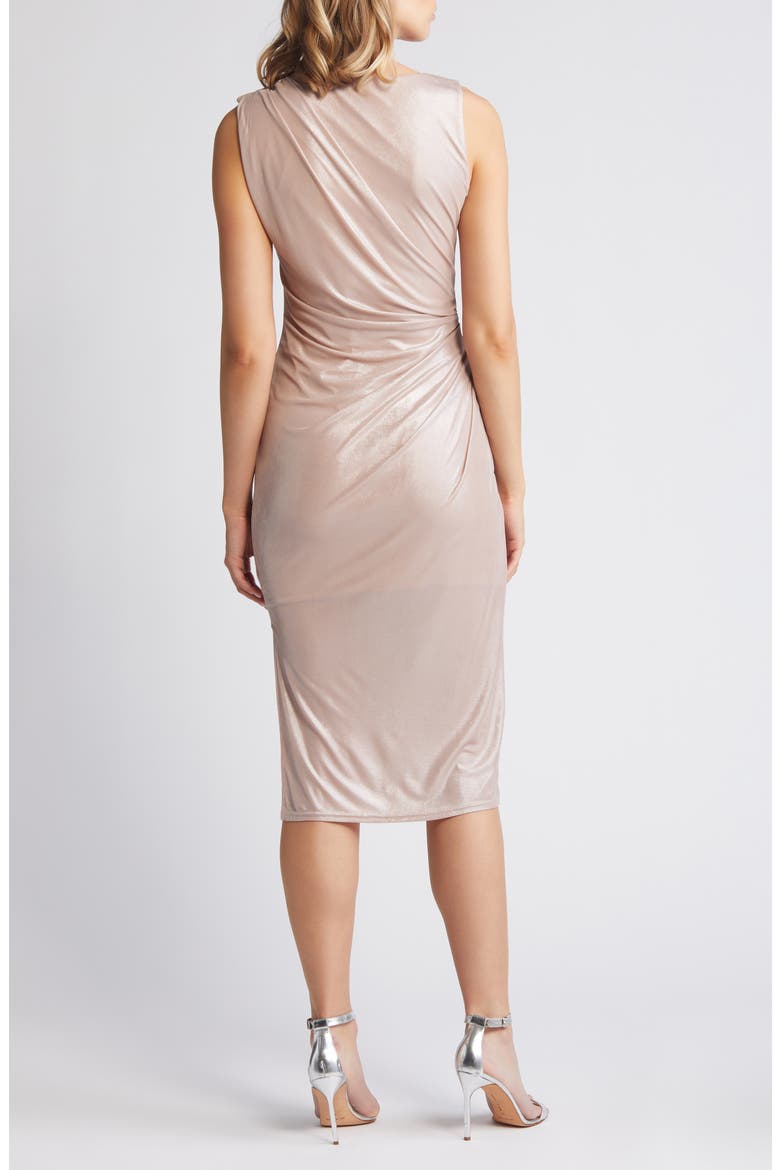 Shimmer Pleated Dress, Alternate, color, NATURAL METALLIC