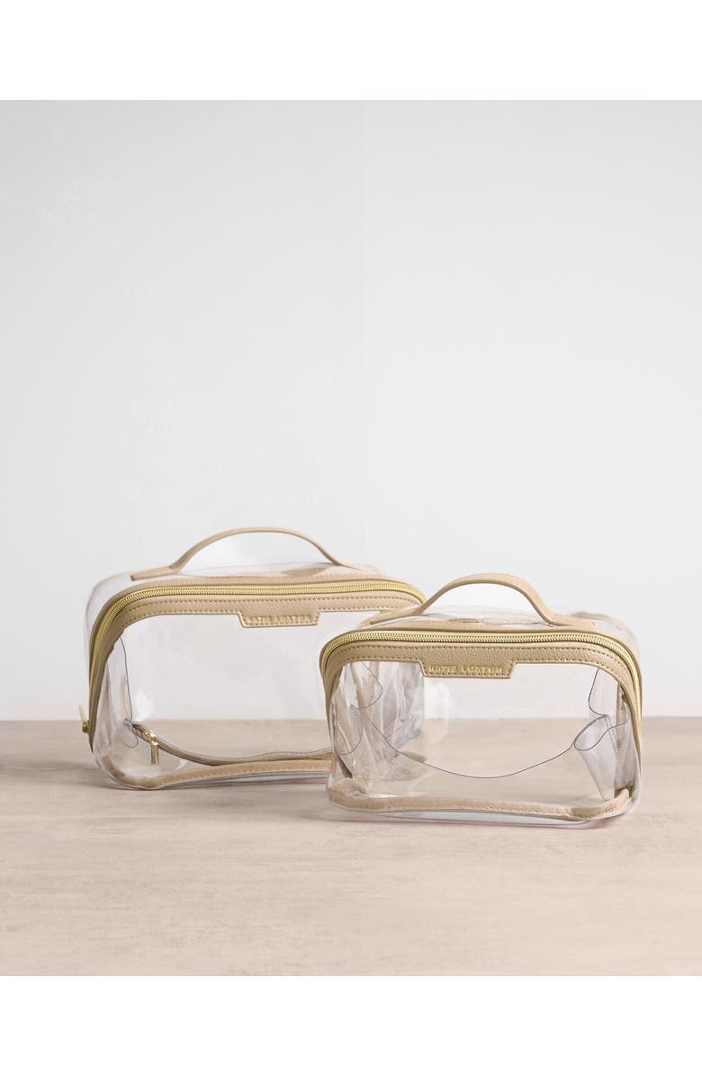 Katie Loxton Medium Clear Makeup and Toiletry Bag in Light Taupe, Alternate, color, Light Taupe