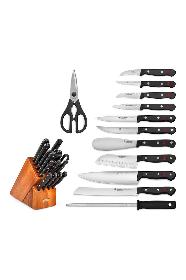 Gourmet 16-Piece Knife Block Set, Main, color, BLACK