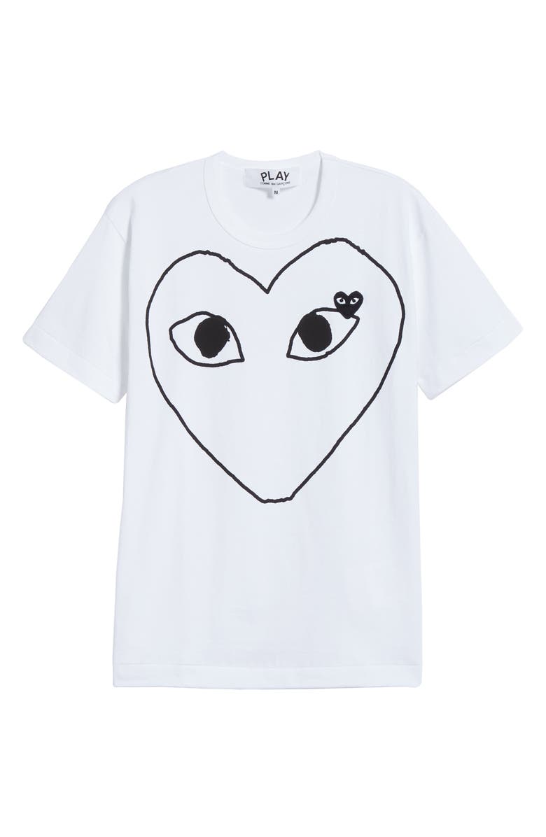 Comme des Garçons PLAY Heart Outline Graphic Tee, Alternate, color, 