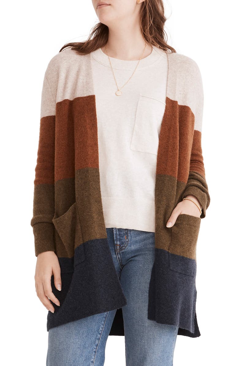 Madewell Kent Colorblock Cardigan, Main, color, 