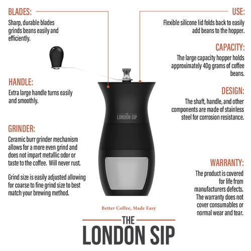 London Sip Manual Coffee Grinder In Black